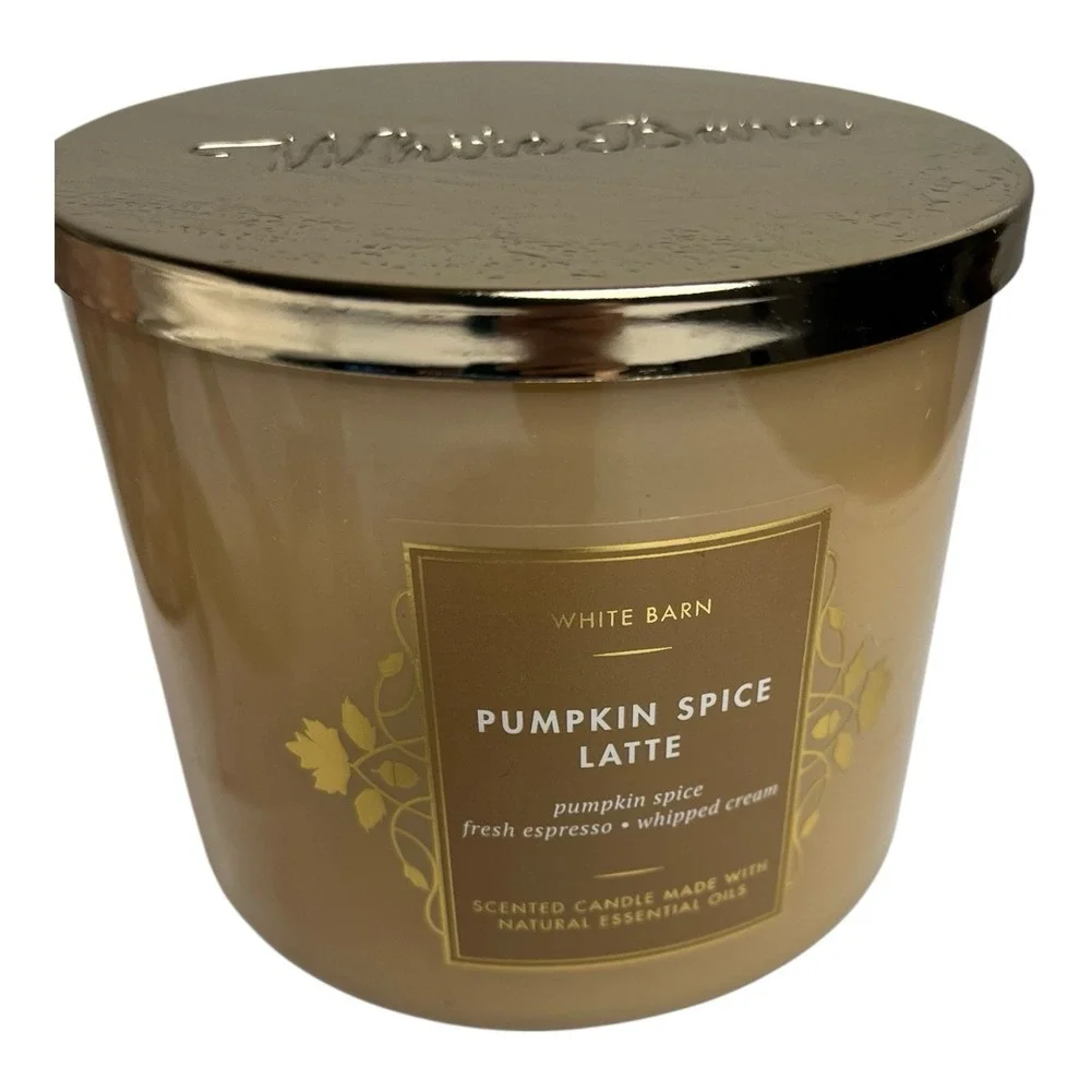 White Barn Bath & Body Works Pumpkin Spice Latte 3 Wick Scented Candle 14.5 oz